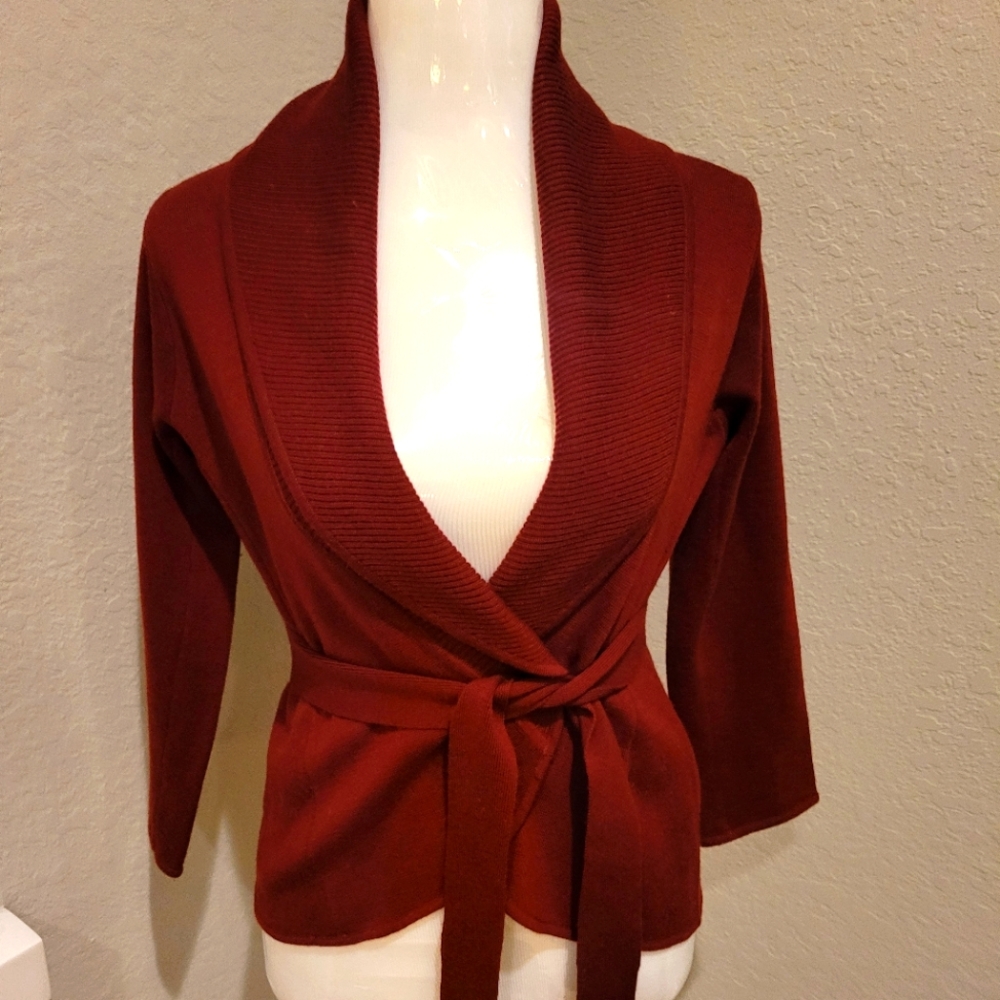 BCBG MAXAZRIA Burgandy Cardigan Size M